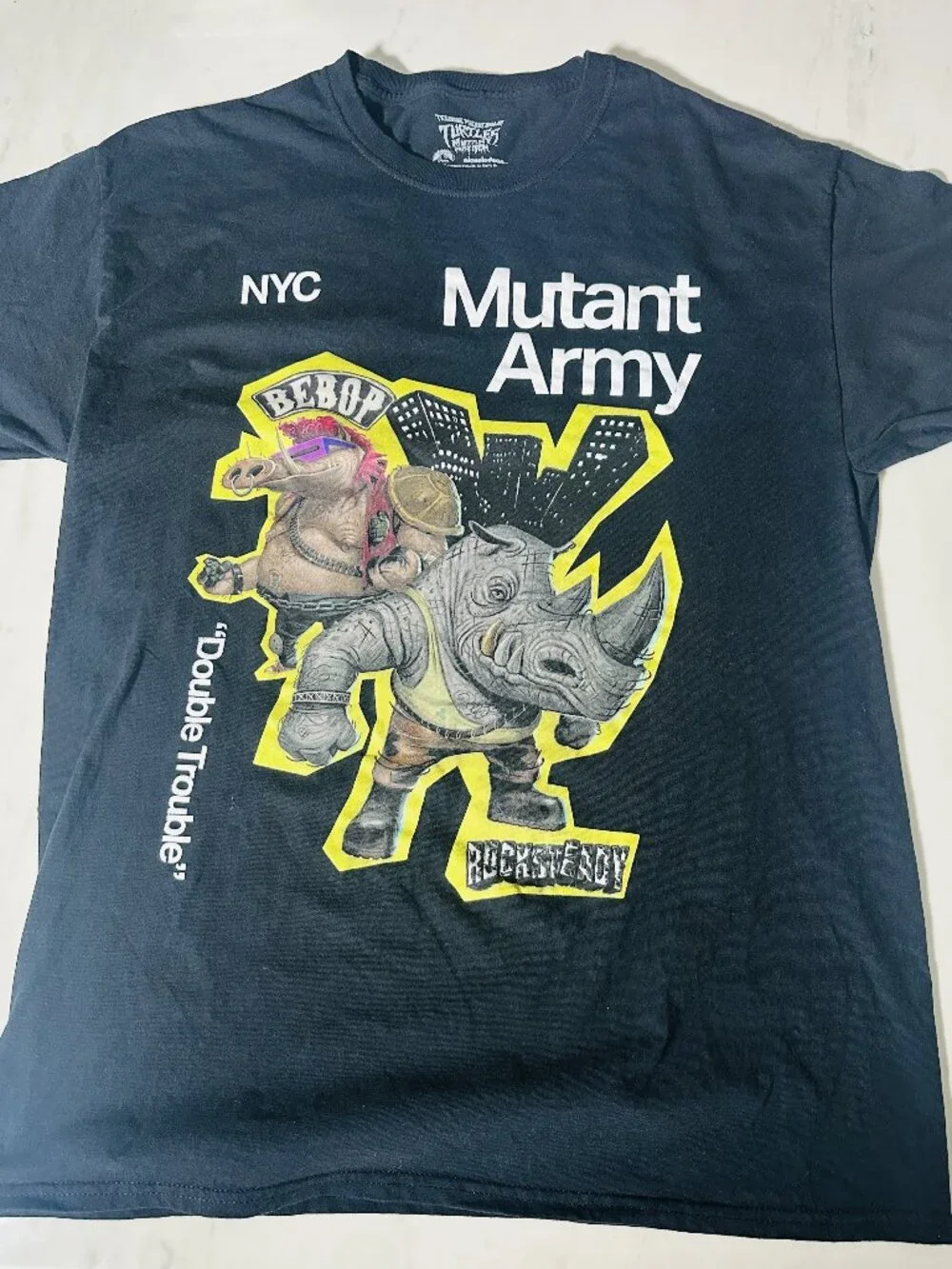 Teenage Mutant Ninja Turtles T-Shirt Men’s - Black - Large - Rocksteady - Bebop